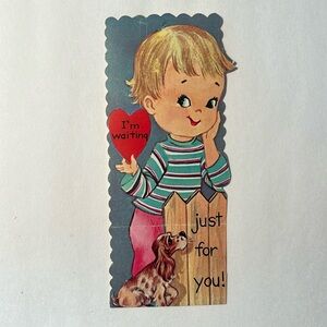 Vintage Valentines Day Card - waiting just for you
